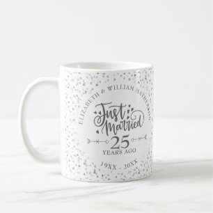 Just Married 25th Wedding Anniversary Love Hearts Coffee Mug