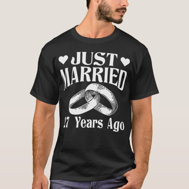 Just Married 27th Wedding Anniversary Gift T-Shirt (Front)