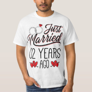 Just Married 2 Years Ago Funny Couple 2nd Annivers T-Shirt