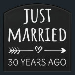 Just Married 30 Years Ago I Door Sign<br><div class="desc">Cute design, perfect for anyone who's been married for 30 years and to a wedding vow renewal ceremony. It makes a great matching outfit for couples! 'Just Married 30 Years Ago' quote for a couple who got married 30 years ago or a couple renewing wedding vows on their wedding anniversary....</div>