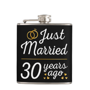 Just Married 30 Years Ago II Hip Flask