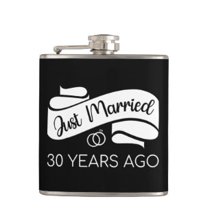 Just Married 30 Years Ago V Hip Flask