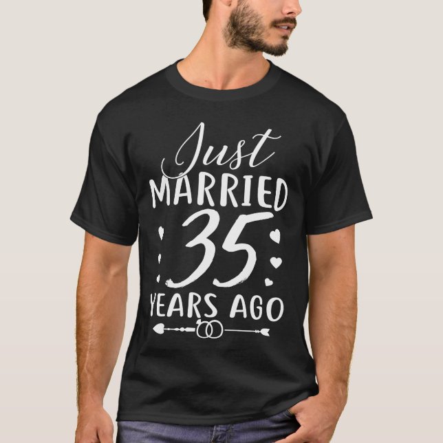 Just Married 35 Years Ago Matching Couple T-Shirt (Front)