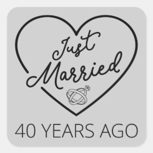 Just Married 40 Years Ago III Square Sticker