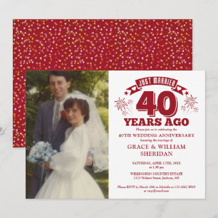 Just Married 40th Wedding Anniversary Photo Invitation