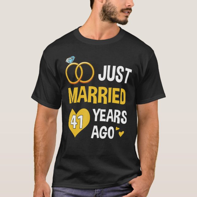 Just Married 41 Years Since 1982 41st Wedding Anni T-Shirt (Front)
