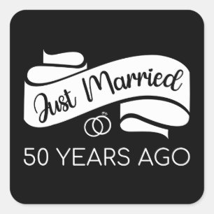 Just Married 50 Years Ago V Square Sticker