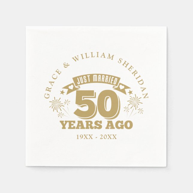 Just Married 50th Wedding Anniversary Napkin (Front)