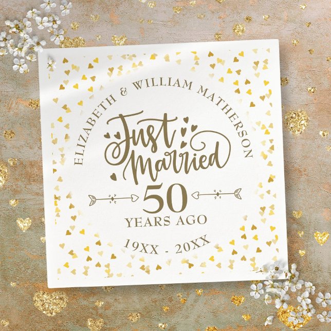 Just Married 50th Wedding Anniversary Napkin (Just Married 50th Wedding Anniversary Napkins)
