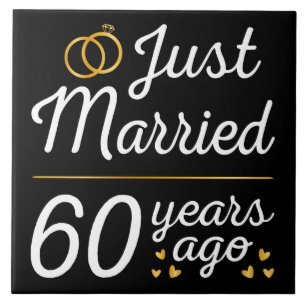 Just Married 60 Years Ago II Ceramic Tile