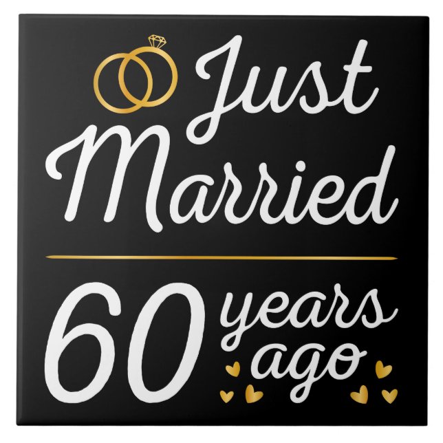 Just Married 60 Years Ago II Ceramic Tile (Front)