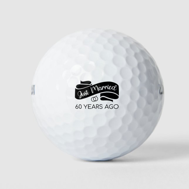 Just Married 60 Years Ago V Golf Balls (Front)