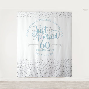 Just Married 60th Wedding Anniversary Backdrop Tapestry