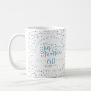 Just Married 60th Wedding Anniversary Love Hearts Coffee Mug