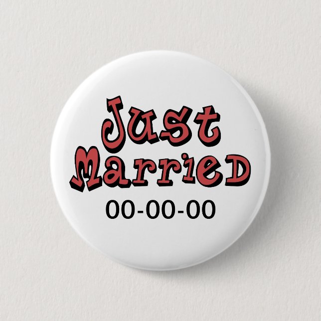Just Married 6 Cm Round Badge (Front)