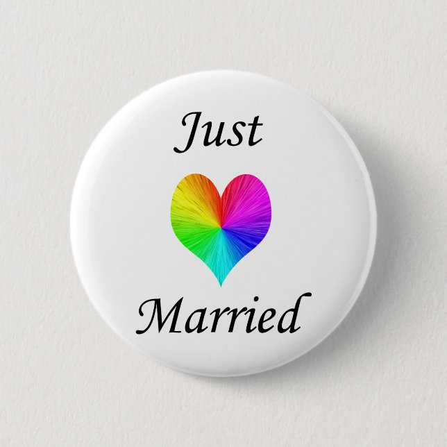 Just Married 6 Cm Round Badge (Front)