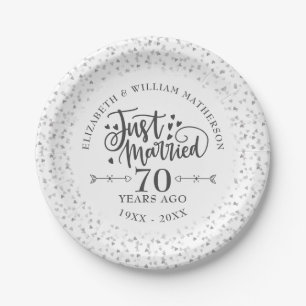 Just Married 70th Wedding Anniversary Paper Plate