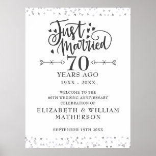 Just Married 70th Wedding Anniversary Welcome Sign