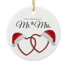 Just Married a Christmas Ornament Newly Weds heart