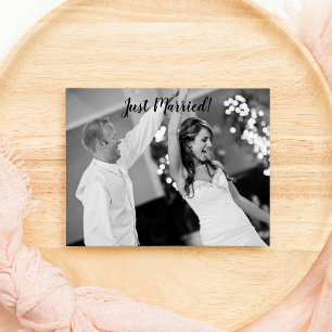 Just Married Add a Photo Simple Wedding Holiday Card