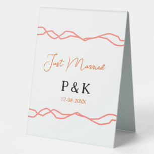 Just married add couple name date red vintagborder