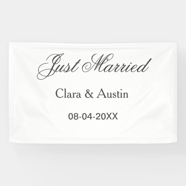Just Married add couple name date year wedding sim Banner (Horizontal)