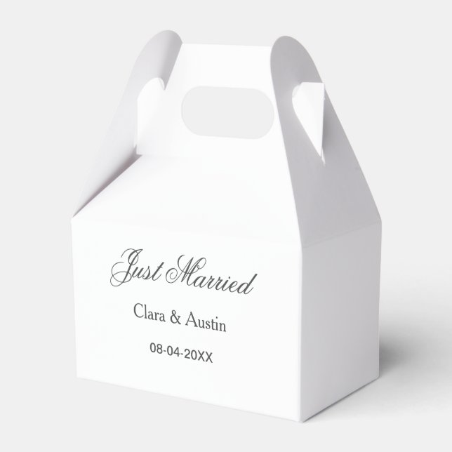 Just Married add couple name date year wedding sim Favour Box (Front Side)