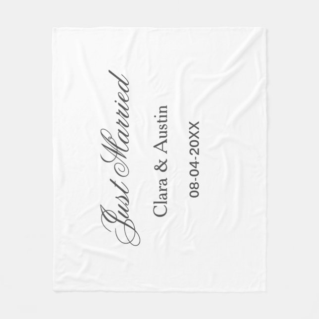 Just Married add couple name date year wedding sim Fleece Blanket (Front)