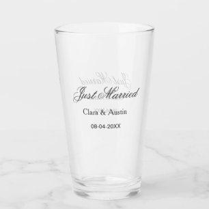 Just Married add couple name date year wedding sim Glass