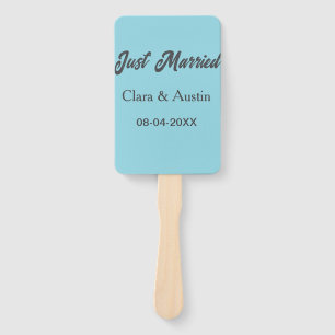 Just Married add couple name date year wedding sim Hand Fan