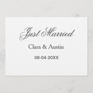 Just Married add couple name date year wedding sim Invitation