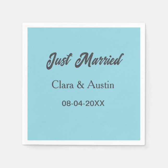 Just Married add couple name date year wedding sim Napkin (Front)