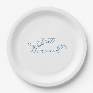 Just Married add couple name date year wedding sim Paper Plate