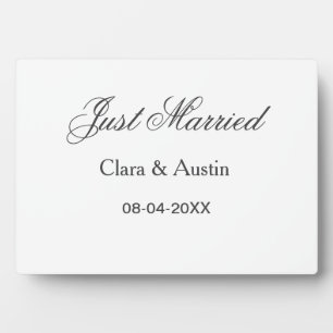 Just Married add couple name date year wedding sim Plaque