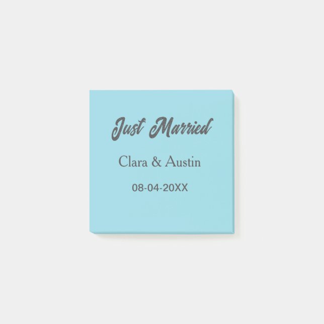 Just Married add couple name date year wedding sim Post-it Notes (Front)