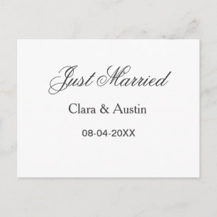 Just Married add couple name date year wedding sim Postcard