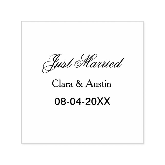 Just Married add couple name date year wedding sim Self-inking Stamp (Design)