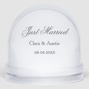 Just Married add couple name date year wedding sim Snowglobe