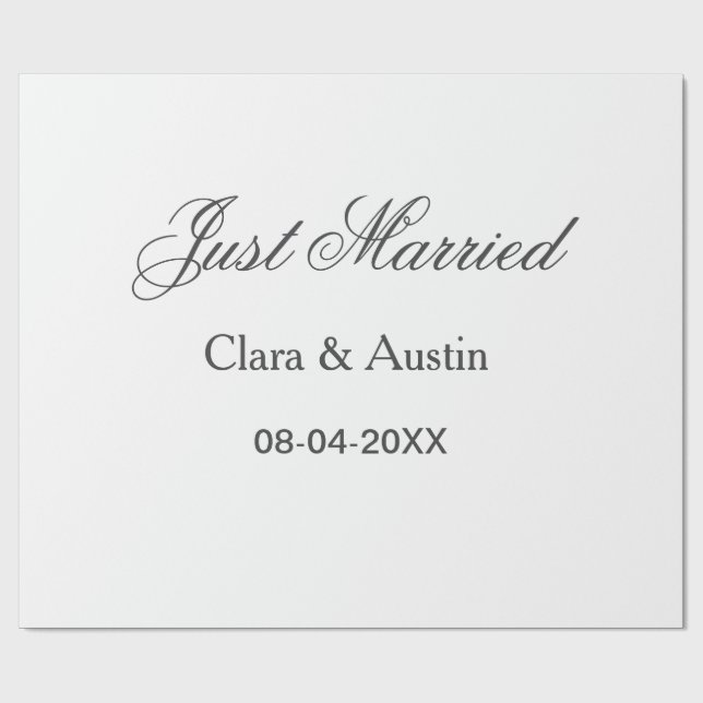 Just Married add couple name date year wedding sim Wrapping Paper (Flat)