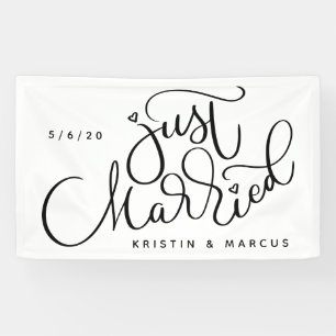 Just Married   Add Your Name & Date Banner