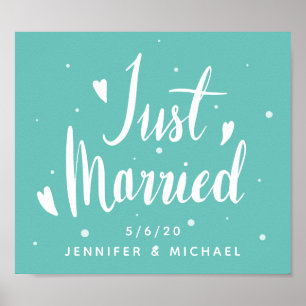 Just Married   Add Your Name & Date Poster