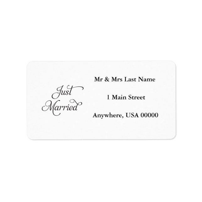 Just Married Address Lables Label (Front)