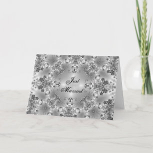 Just Married Announcement Floral B/W