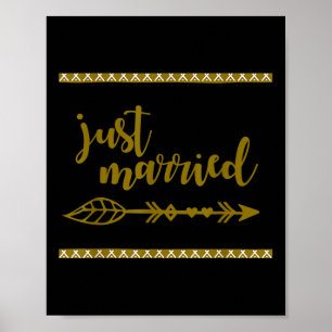 Just Married Arrow Tribal Bride Groom Honeymoon We Poster