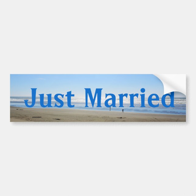 Just married beach  bumper sticker. bumper sticker (Front)