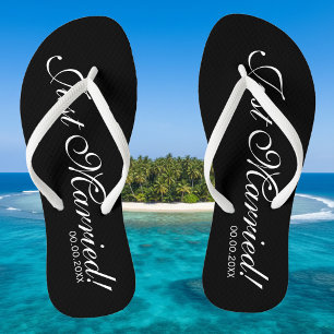 Just Married beach flip flops for bride and groom