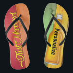 Just Married Beer Beach Thongs<br><div class="desc">Just Married! Beer flip flops for the newlyweds. Great for a beach honeymoon. Personalise and add custom names and wedding date.</div>