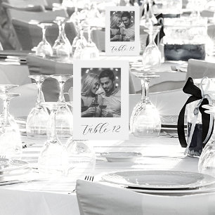 Just Married Black And White Photo Wedding Table Number