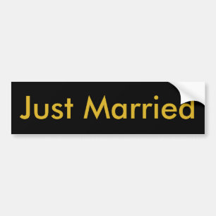 Just Married Black Bumper Sticker, Gold Letters Sticker
