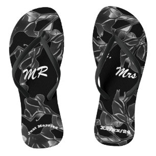 Just Married Black  Var  Thongs